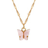 Sweet Butterfly Alloy Pearl Plating Pendant Necklace 1 Piece