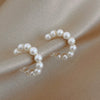Sweet C Pearl Earrings For Women Alloy Material With Electroplating Treatment Geometric Styling