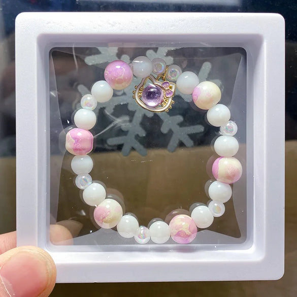 Sweet Color Block Cat Gourd Alloy Glass Wholesale Bracelets