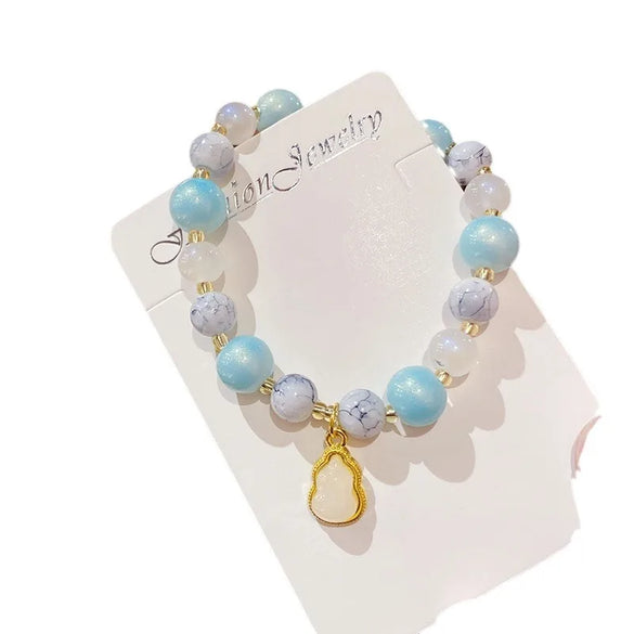 Sweet Color Block Cat Gourd Alloy Glass Wholesale Bracelets