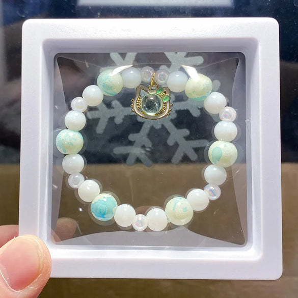 Sweet Color Block Cat Gourd Alloy Glass Wholesale Bracelets