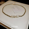 Sweet Cool Style Flower Letter Pearl Necklace Copper With Real Gold Electroplated And Inlaid With Pearls