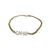 Sweet Cool Style Flower Letter Pearl Necklace Copper With Real Gold Electroplated And Inlaid With Pearls