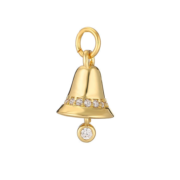 Sweet Copper Heart And Fruit Christmas Bell Pendant Ornament With Zirconia Details For Festive Tree Decoration And Gift Giving