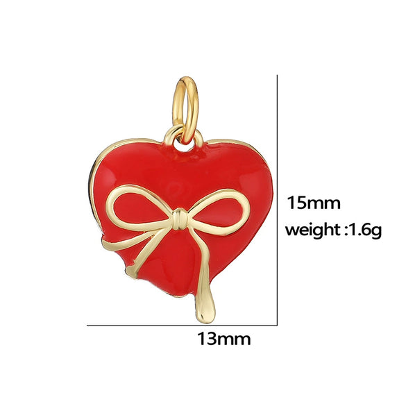 Sweet Copper Heart And Fruit Christmas Bell Pendant Ornament With Zirconia Details For Festive Tree Decoration And Gift Giving