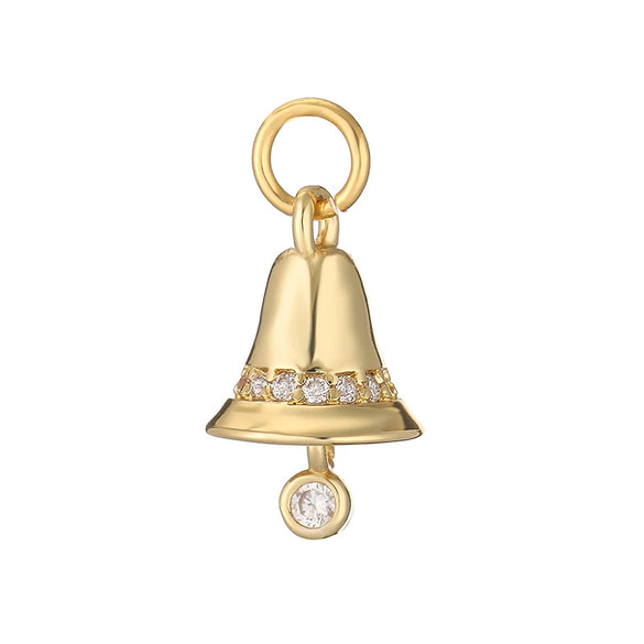 Sweet Copper Heart And Fruit Christmas Bell Pendant Ornament With Zirconia Details For Festive Tree Decoration And Gift Giving
