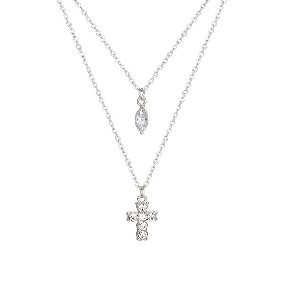 Sweet Cross Water Droplets Artificial Gemstones Alloy Zinc Alloy Wholesale Pendant Necklace