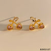 Sweet Cute Love Niche Design Cherry Earrings Stainless Steel With Electroplating And Geometric Fruit Pattern