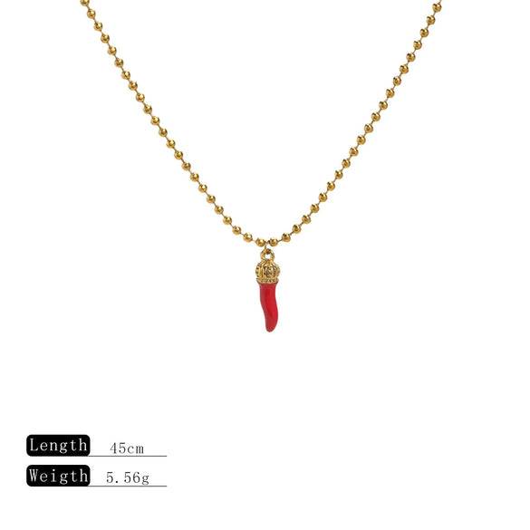 Sweet Cute Oil Dropping Fruit Shaped Pendants With Chains And Necklace Accessories Made Of Stainless Steel