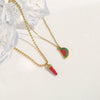 Sweet Cute Oil Dropping Fruit Shaped Pendants With Chains And Necklace Accessories Made Of Stainless Steel