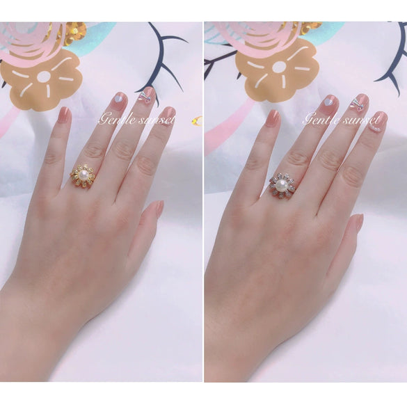 Sweet Daisy Natural Freshwater Pearl Ring Set