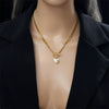 Sweet Fashion White Shell Love Pendant Ot Buckle Chain Design Titanium Steel Clavicle Chain With Geometric Pattern And Electroplating