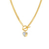 Sweet Fashion White Shell Love Pendant Ot Buckle Chain Design Titanium Steel Clavicle Chain With Geometric Pattern And Electroplating