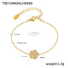 Sweet Fiveleaf Flower Inlaid Zircon Titanium Steel Doublelayer Clavicle Necklace And Bracelet Suit With Pvd Vacuum Plating Color Retention