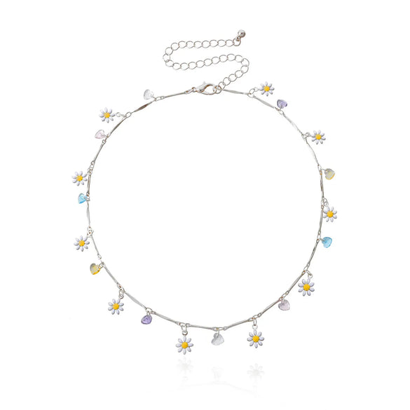 Sweet Flower Alloy Plating Choker