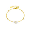 Wholesale Sweet Flower Stainless Steel Beaded Plating Inlay 14k Gold Plated Freshwater Pearl Bracelets Necklace