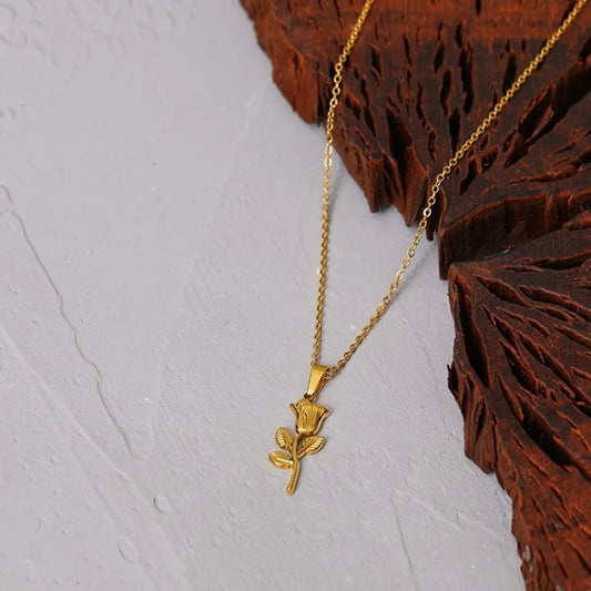 Sweet Flower Stainless Steel Plating Pendant Necklace