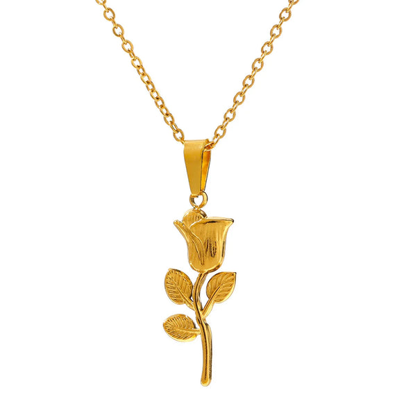 Sweet Flower Stainless Steel Plating Pendant Necklace