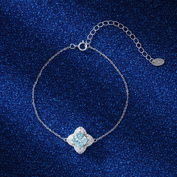 Sweet Four Leaf Clover Sterling Silver Plating Inlay Zircon White Gold Plated Rhodium Plated Silver Plated Bracelets