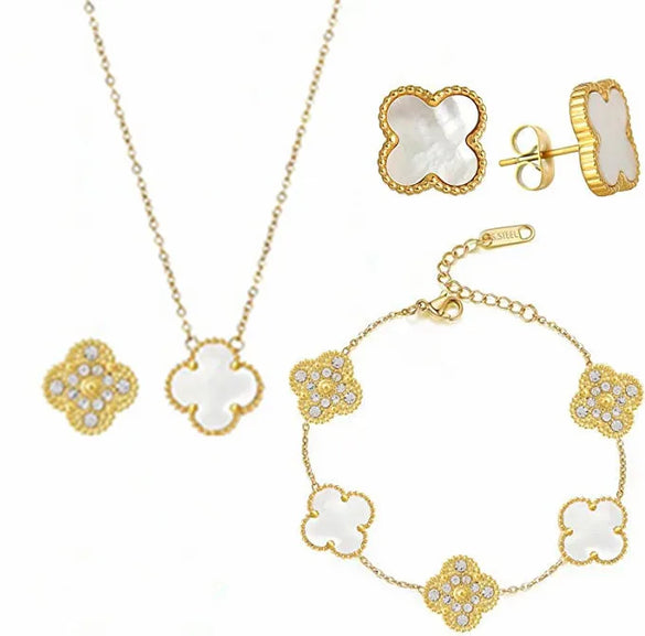 Sweet Four Leaf Clover Titanium Steel Plating 18k Gold Plated Bracelets