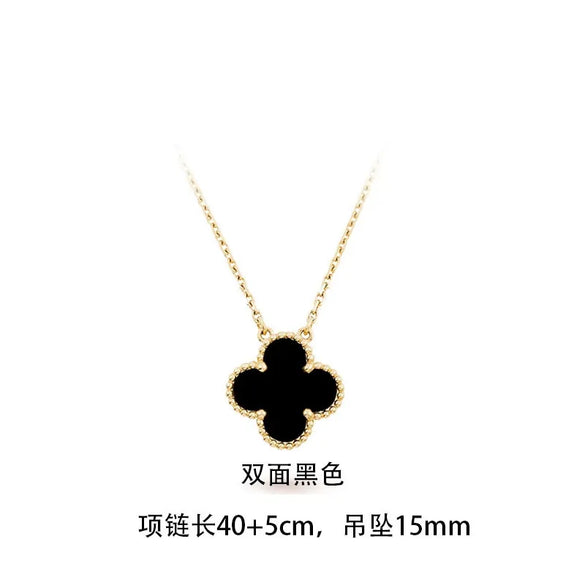 Wholesale Sweet Four Leaf Clover Titanium Steel Plating Inlay Shell Bracelets Necklace Jewelry Set