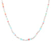 Sweet Fresh Dopamine Beaded Women's Necklace With Trendy Colorful Natural Stone Stainless Steel Clavicle Chain In Geometric Design Electroplated