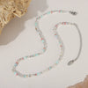 Sweet Fresh Dopamine Beaded Women's Necklace With Trendy Colorful Natural Stone Stainless Steel Clavicle Chain In Geometric Design Electroplated