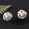 Sweet Fresh Floral Alloy Stud Earrings With Dripping Oil Processing For Women
