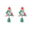 Sweet Geometric Christmas Tree Bell Earrings With Copper Inlay And Zircon Accents For Women