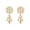 Sweet Geometric Christmas Tree Bell Earrings With Copper Inlay And Zircon Accents For Women