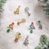 Sweet Geometric Christmas Tree Bell Earrings With Copper Inlay And Zircon Accents For Women