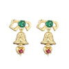 Sweet Geometric Christmas Tree Bell Earrings With Copper Inlay And Zircon Accents For Women