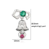 Sweet Geometric Christmas Tree Bell Earrings With Copper Inlay And Zircon Accents For Women