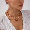 Sweet Geometric Handmade Pearl Starfish Beaded Necklace For Women