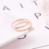 Sweet Geometric Titanium Steel Two In One Women's Couple Ring Set With Electroplated Fashion Design