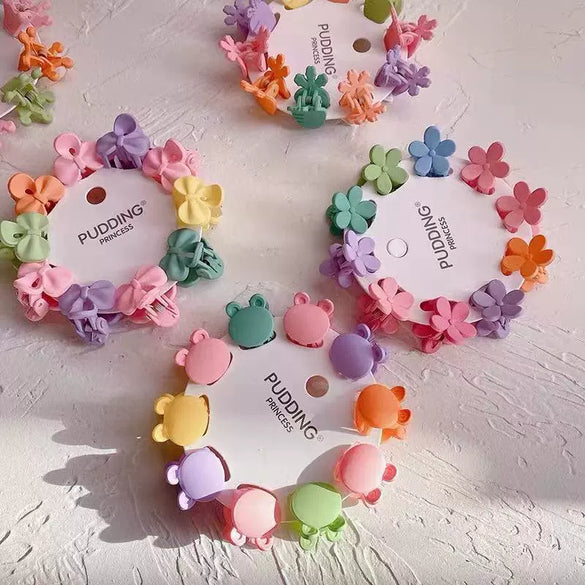 Sweet Handmade Bow Grip Hair Clip For Children Solid Color Mini Princess Hair Accessory In Plastic And Resin