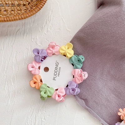 Sweet Handmade Bow Grip Hair Clip For Children Solid Color Mini Princess Hair Accessory In Plastic And Resin