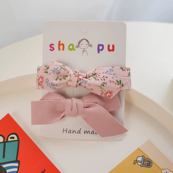 Sweet Handmade Fabric Bow Hair Clip For Children Cute Floral Side Bangs Hairpin Hair Accessory For Little Girls