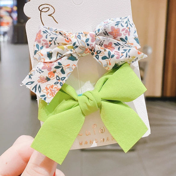 Sweet Handmade Fabric Bow Side Hair Clip Cute No Damage Hair Accessory For Girls And Children