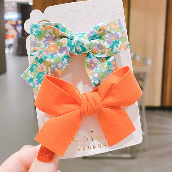 Sweet Handmade Fabric Bow Side Hair Clip Cute No Damage Hair Accessory For Girls And Children