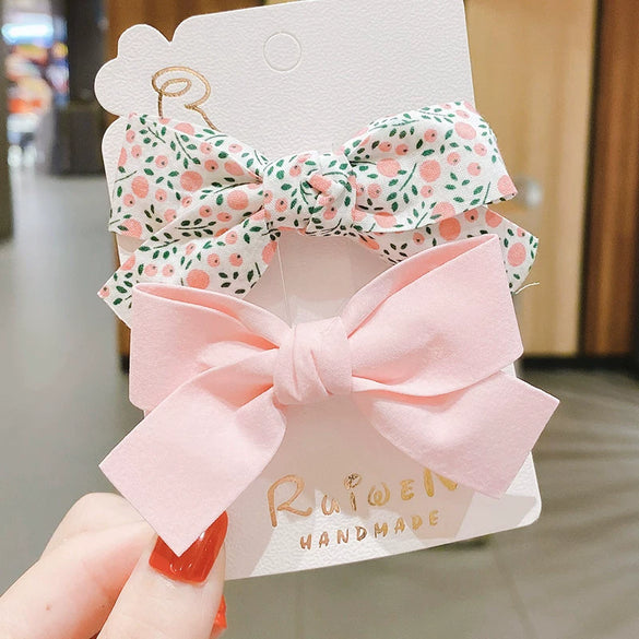 Sweet Handmade Fabric Bow Side Hair Clip Cute No Damage Hair Accessory For Girls And Children