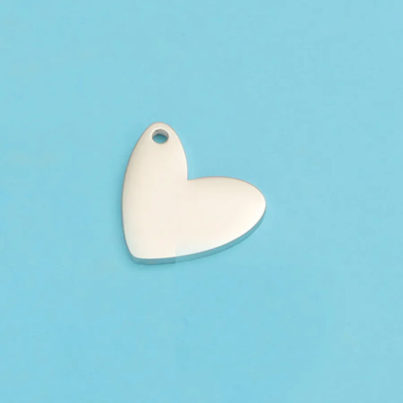 1 Piece Stainless Steel 18K Gold Plated Customization Laser Engraving Heart Shape