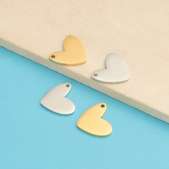 1 Piece Stainless Steel 18K Gold Plated Customization Laser Engraving Heart Shape