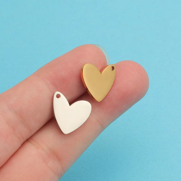 1 Piece Stainless Steel 18K Gold Plated Customization Laser Engraving Heart Shape