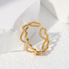 Wholesale Jewelry Sweet Heart Shape 304 Stainless Steel 18K Gold Plated Plating Hollow Out Open Ring