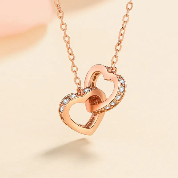 Sweet Heart Shape Sterling Silver Plating Inlay Moissanite Zircon Pendant Necklace