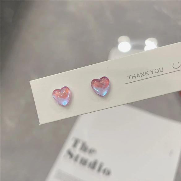 Sweet Heart Shape Synthetic Resin Women'S Ear Studs 1 Pair