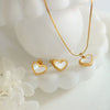Sweet Heart Shell 316L Stainless Steel Necklace Earrings Bracelet Threepiece Women's Jewelry With Electroplating Treatment