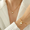 Sweet Heart Shell 316L Stainless Steel Necklace Earrings Bracelet Threepiece Women's Jewelry With Electroplating Treatment