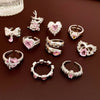 Sweet Leaves Heart Shape Crown Copper Inlay Zircon Rings